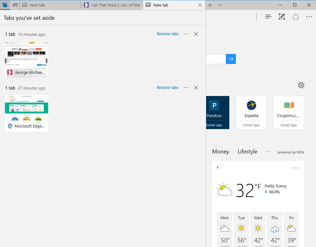 Microsoft Edge "Set aside" tabs