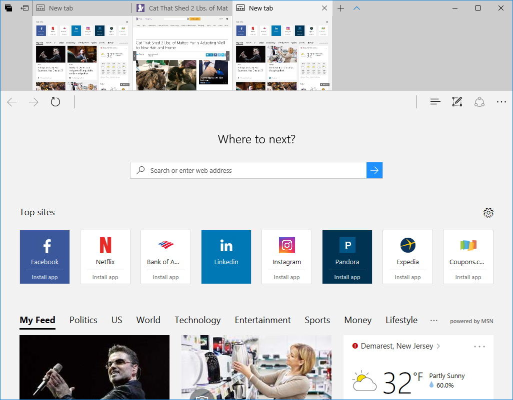 Microsoft Edge show and hide tab previews
