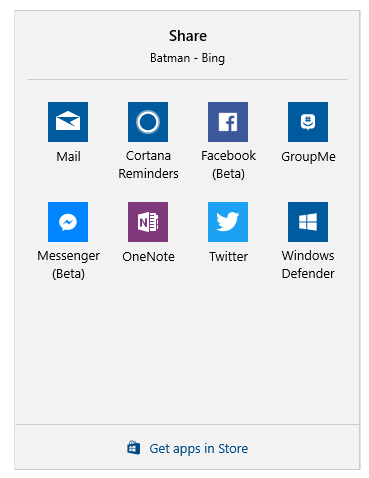 Windows Share experience