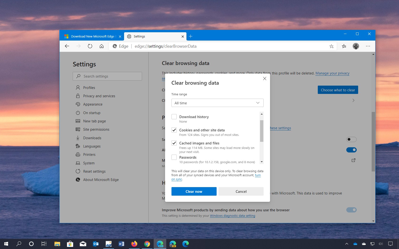 how to clear cache in microsoft edge