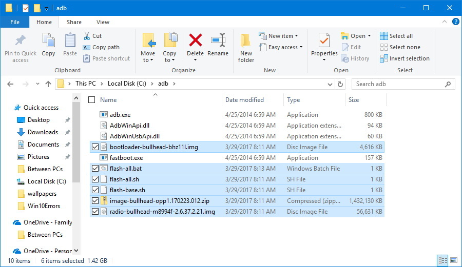 Android O image files extracted on ADB folder