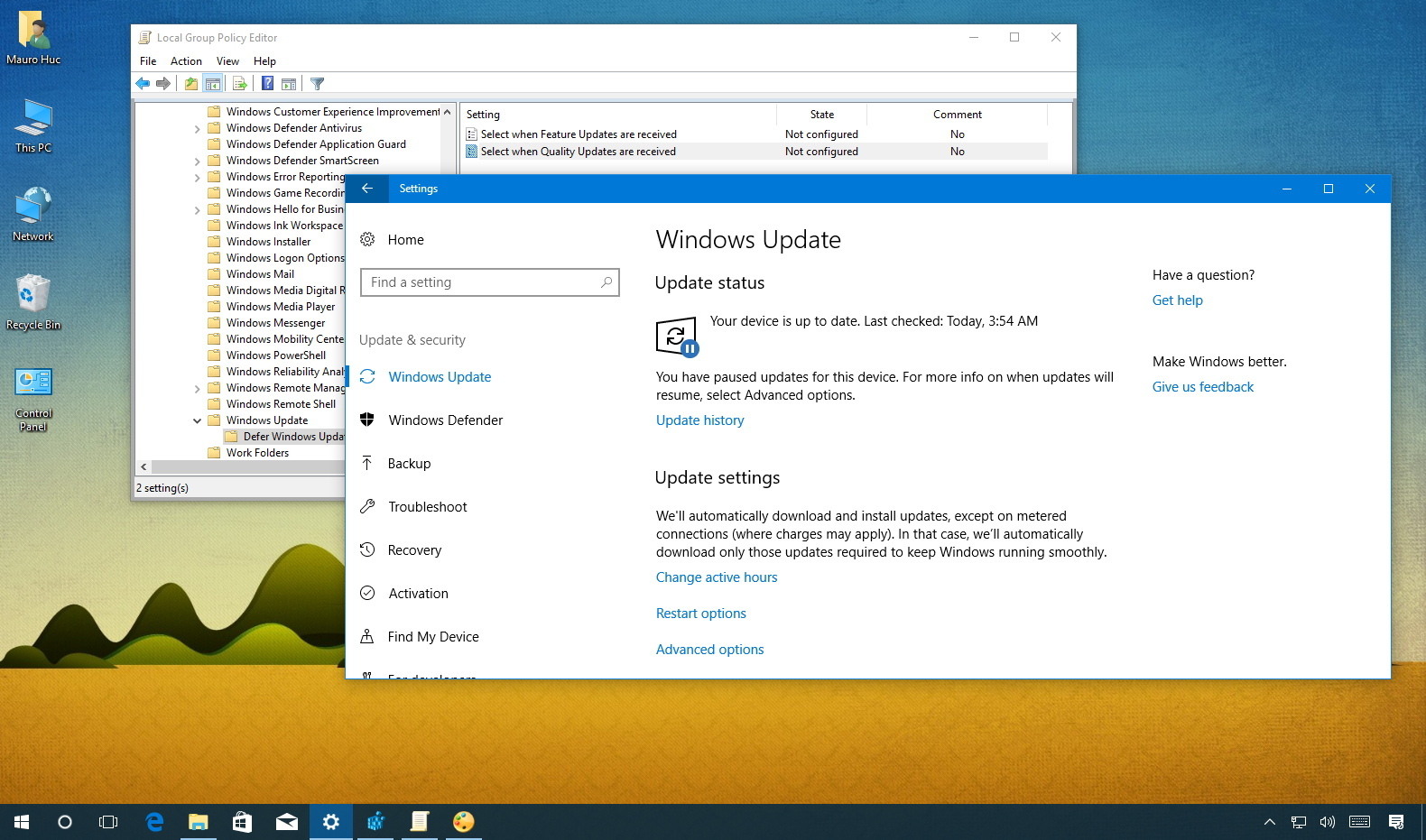 Defer quality updates on the Windows 10 Creators Update