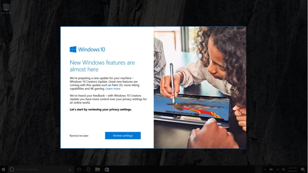 Windows 10 Creators Update adds better privacy settings control