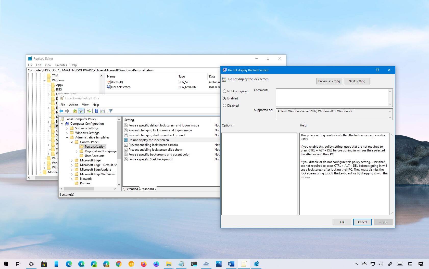 How to disable lock screen on Windows 10 - Pureinfotech