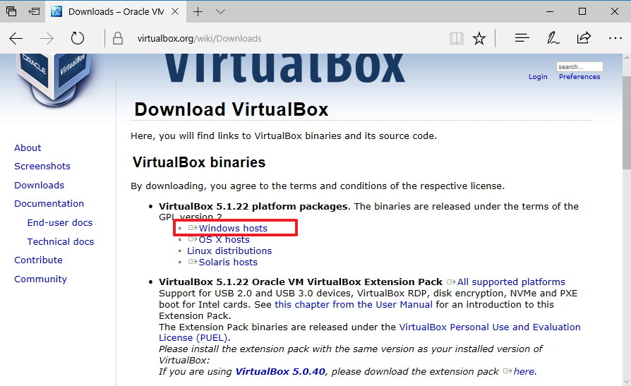 virtual optical disk windows 10 virtualbox