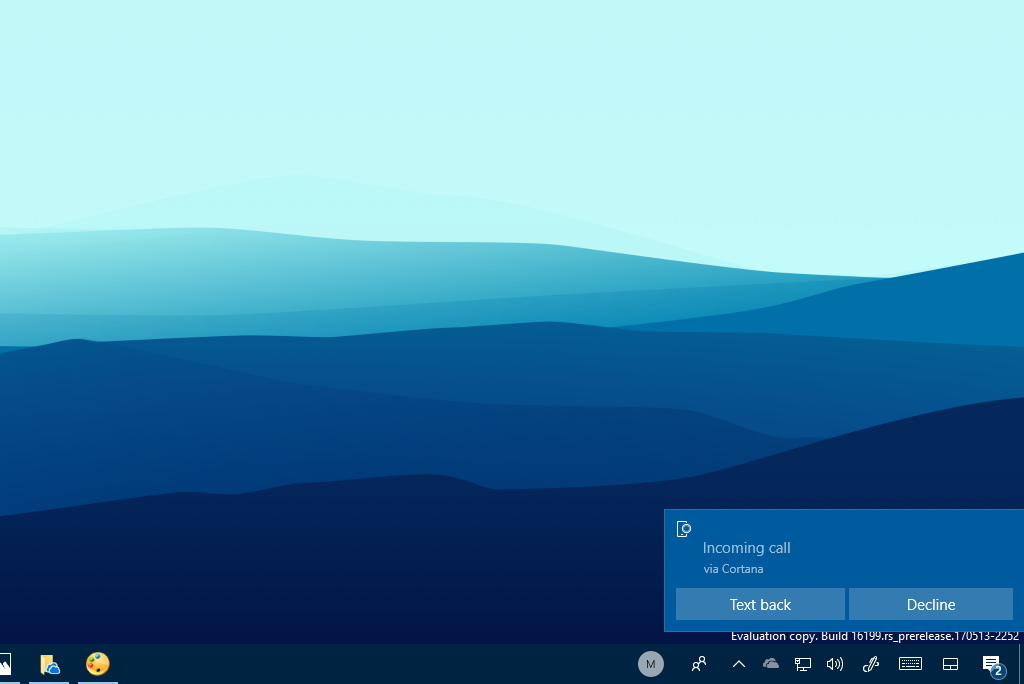 Cortana incoming call notifications Windows 10 Fall Creators Update