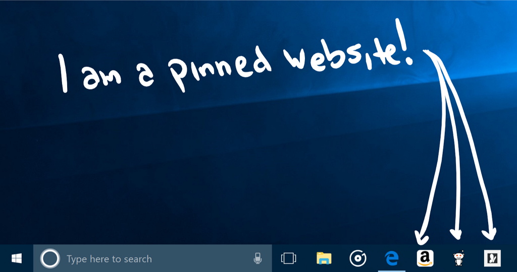 Microsoft Edge pin websites to taskbar