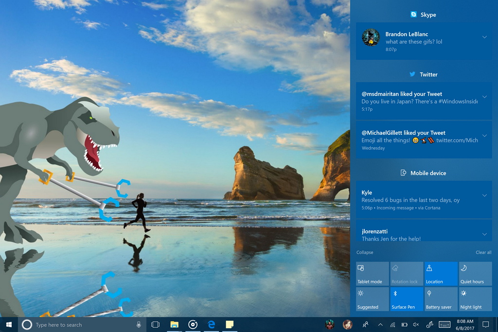 Action Center with Fluent Design System