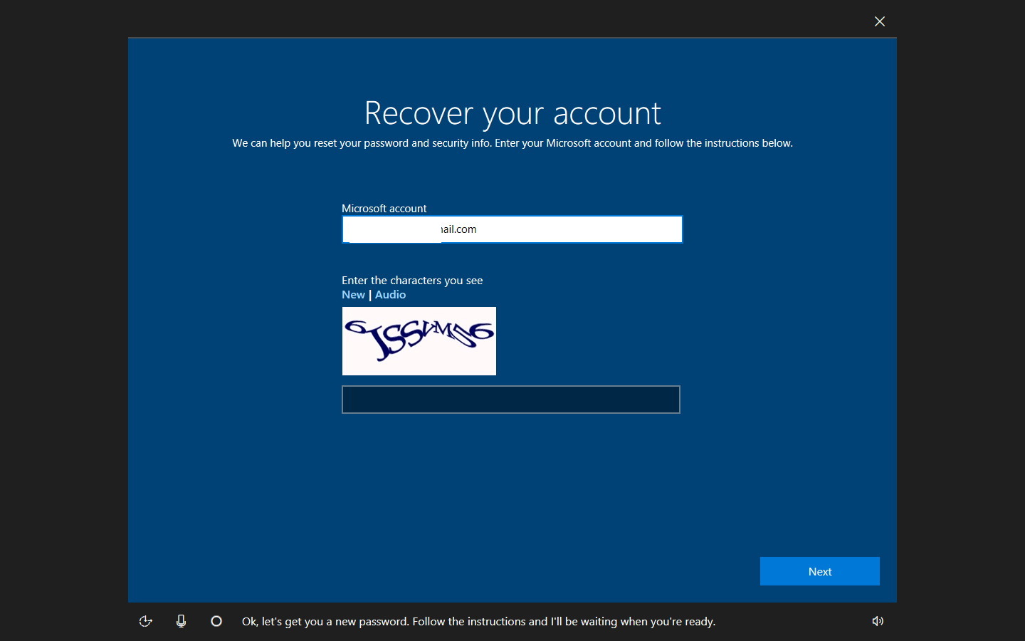 Recover your password experience