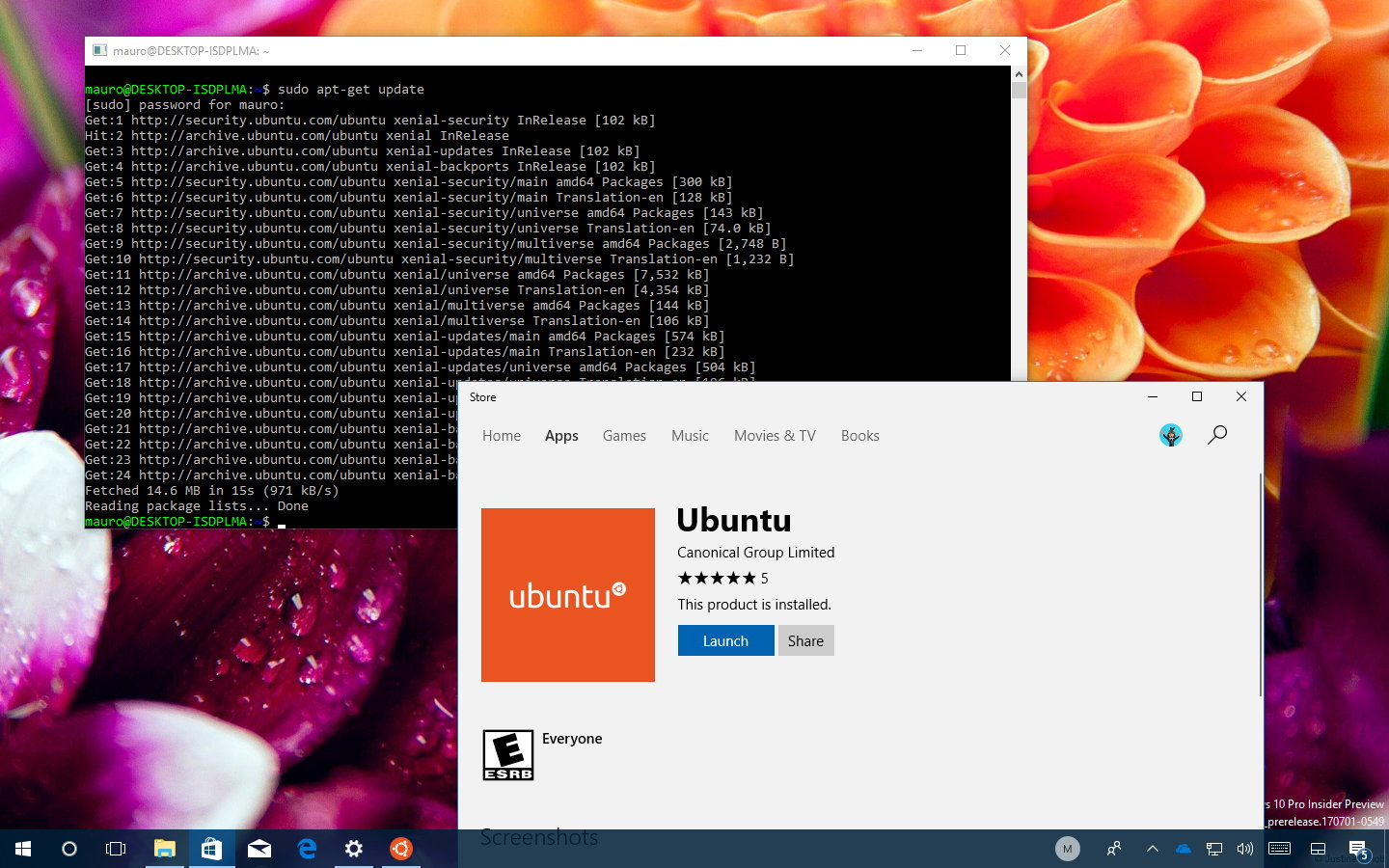 Ubuntu linux for windows 10 now available in the microsoft store