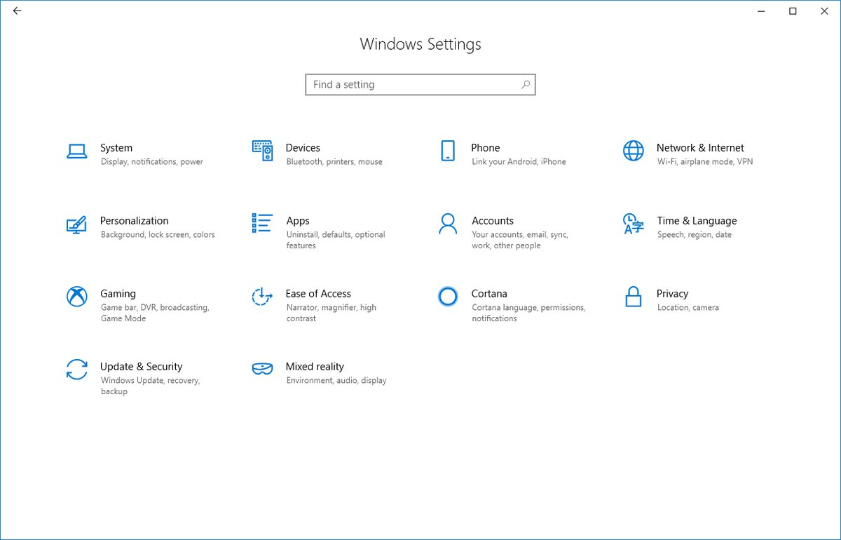 Settings app with tweaked homepage
