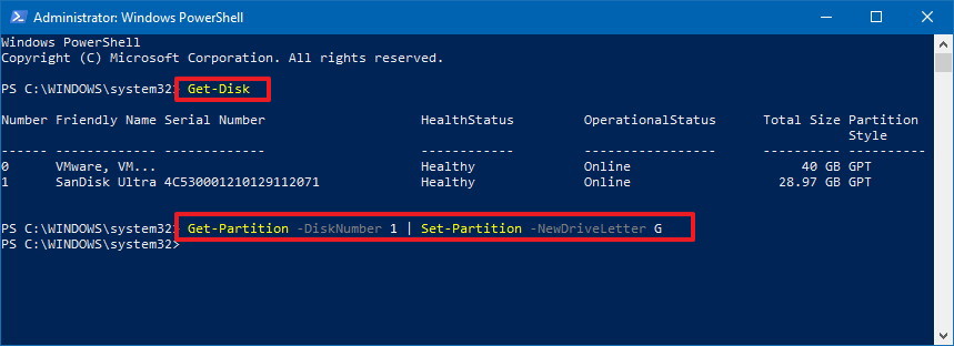powershell drive letter assignment