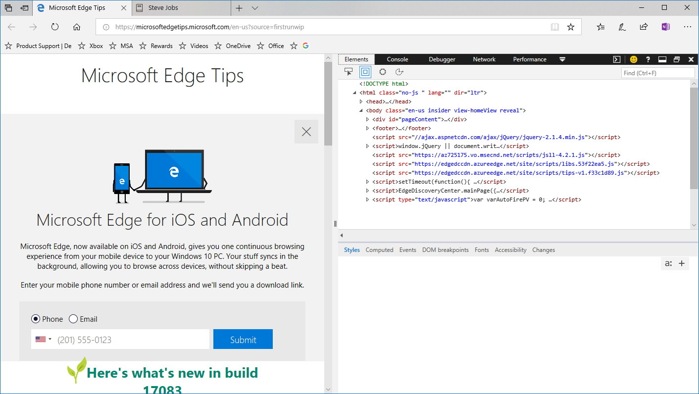 Microsoft Edge DevTools right dock