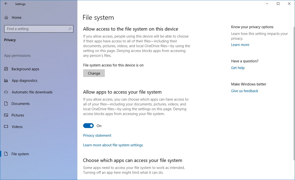File History settings