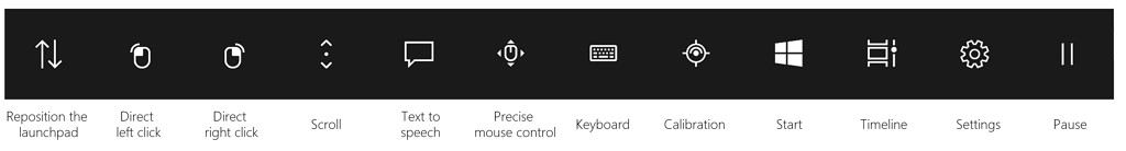Eye Control launchpad on Windows 10