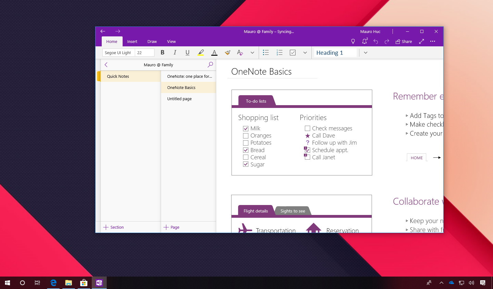 onenote for windows 10 android