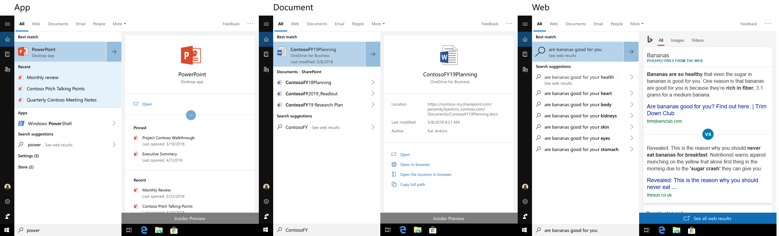 Search preview on Windows 10 build 1766