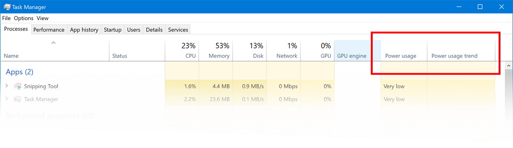 Task Manager Performance tab on WIndows 10 build 17704