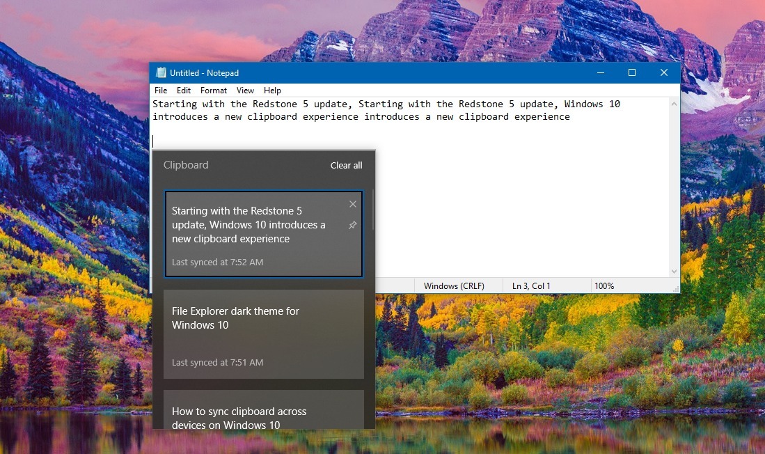 Windows 10 new clipboard experience