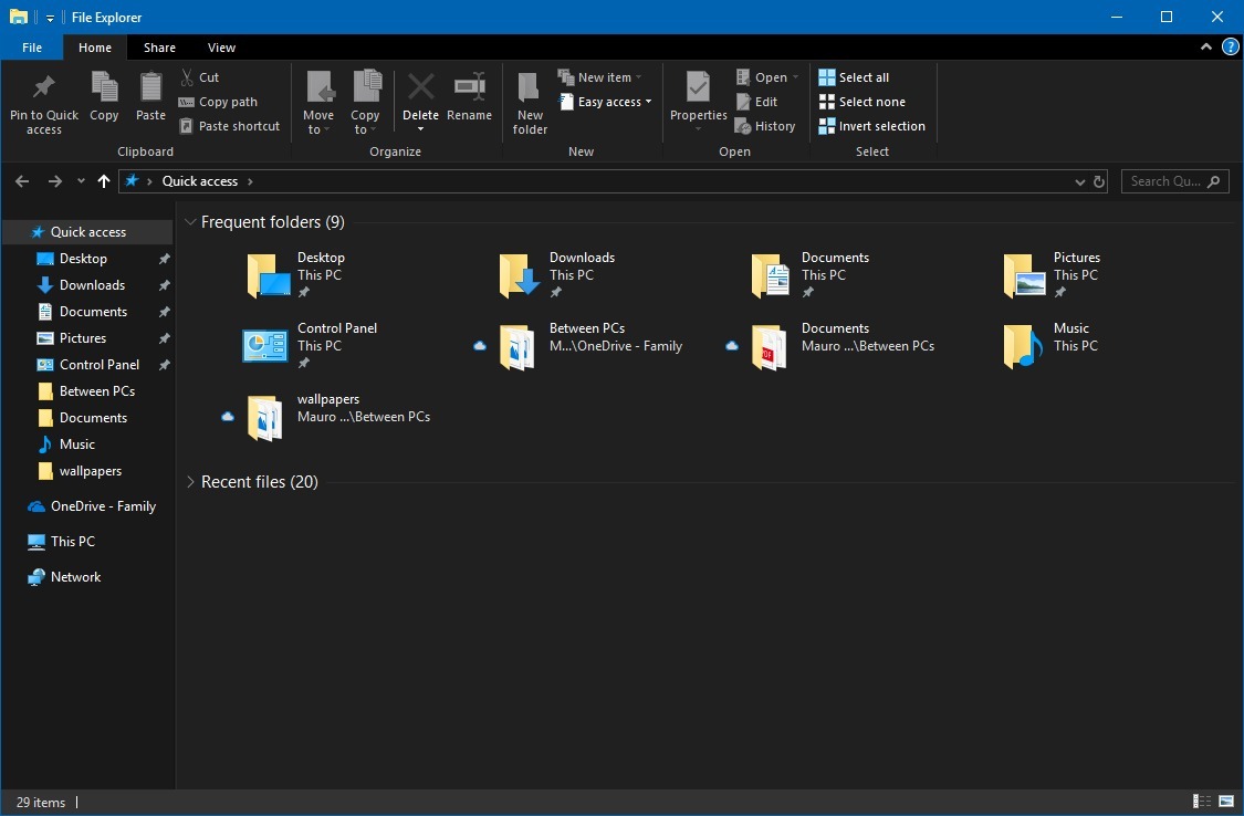 File Explorer dark theme for Windows 10