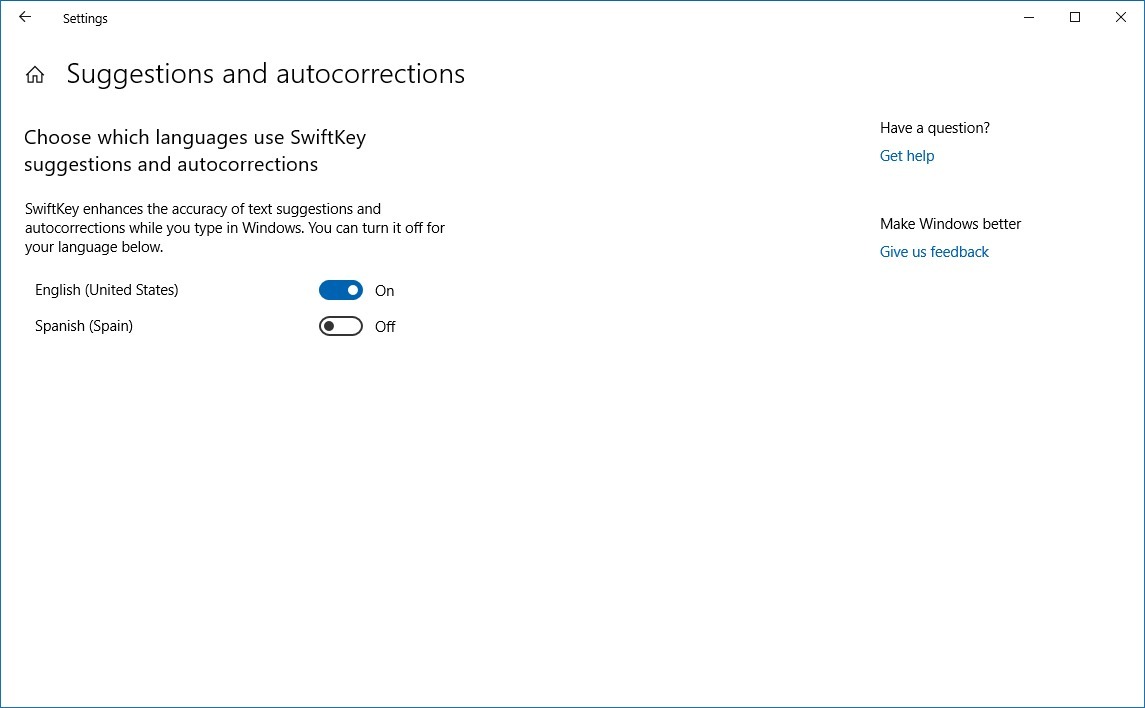 SwiftKey on Windows 10 version 1809