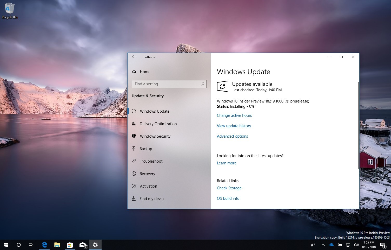 Windows 10 build 18219 releases with new improvements - Pureinfotech