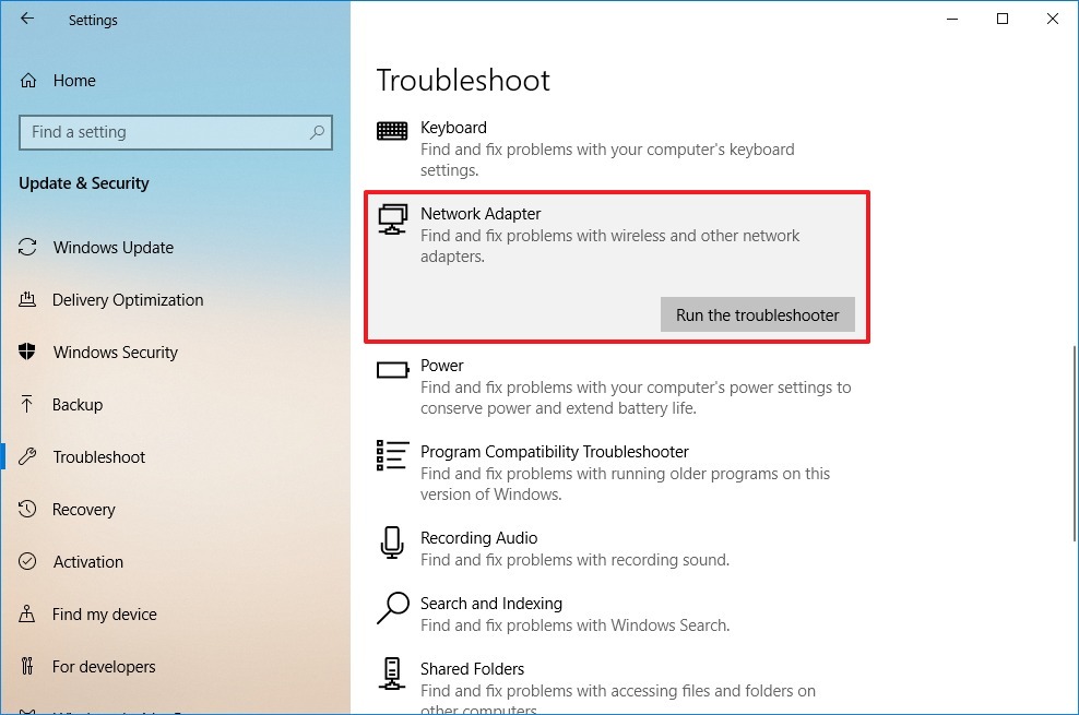 display adapter troubleshooter windows 10 not showing up