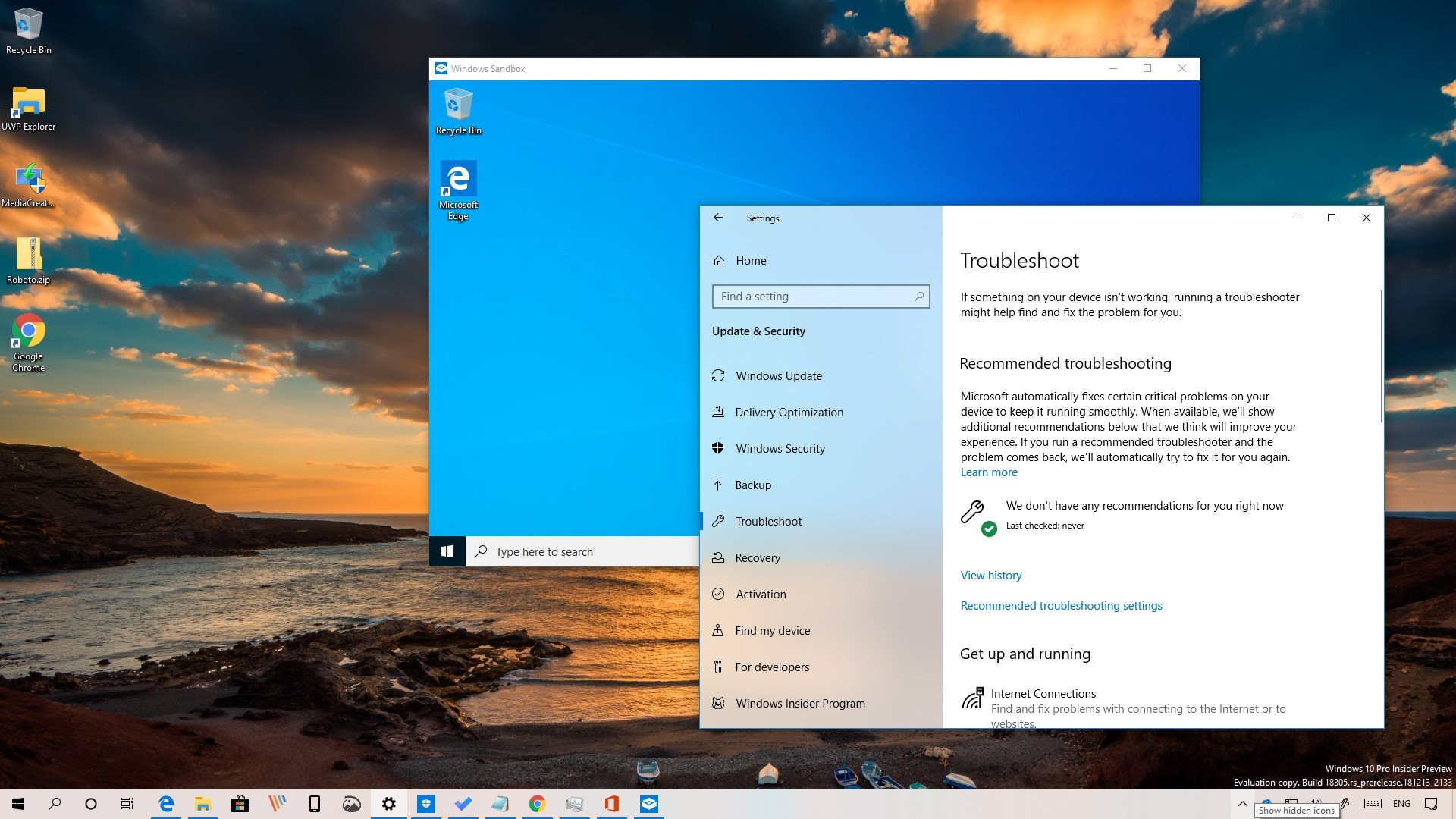 Windows 10 build 18305 Windows Sandbox and Recommended Troubleshooting