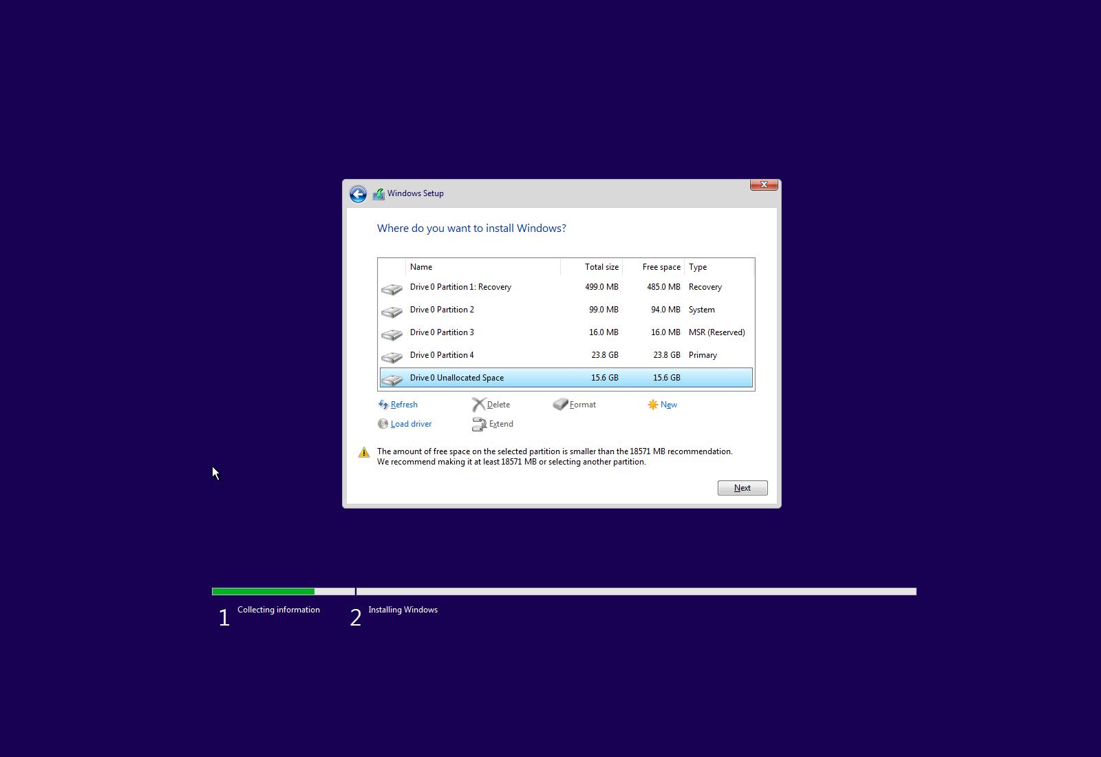 create new partition in windows 10