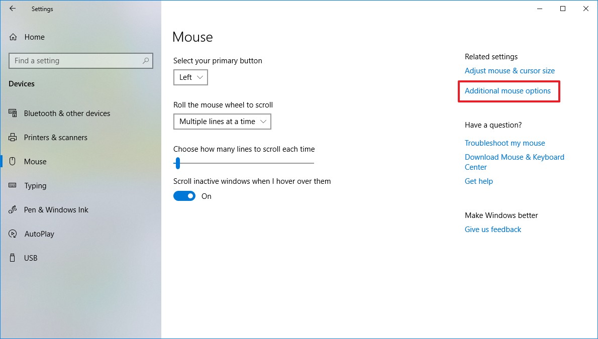 windows 10 mouse settings primary button keep resetting