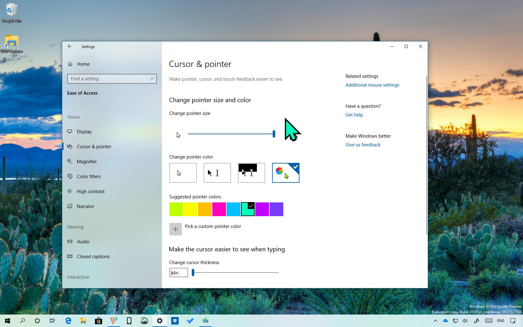 how to change cursor colour windows 10