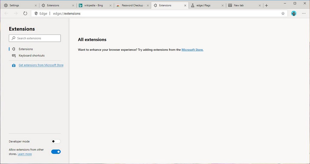 Microsoft Edge extensions