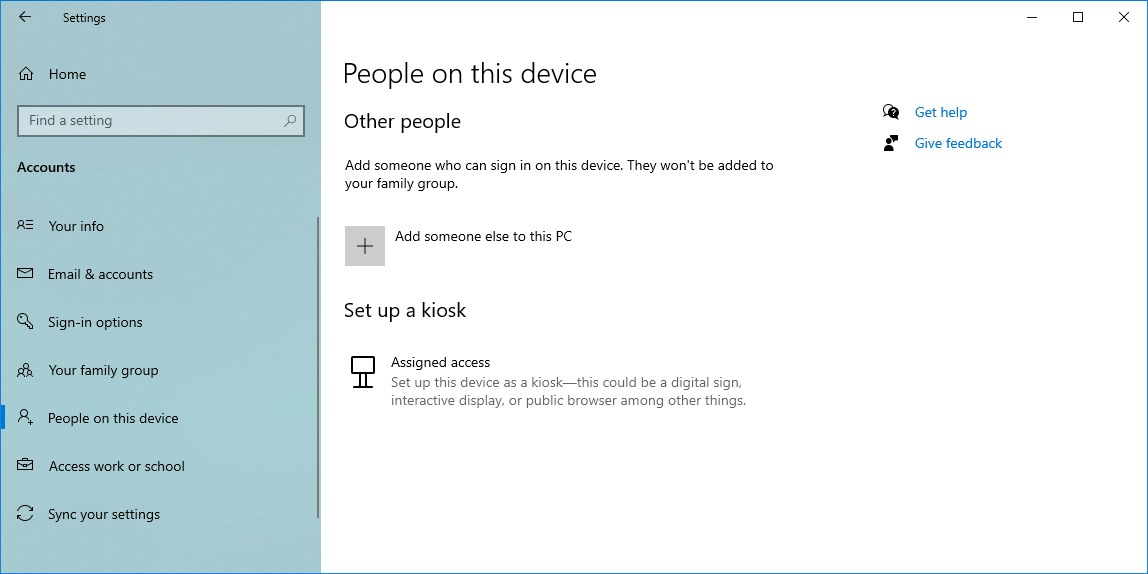 People on this device settings