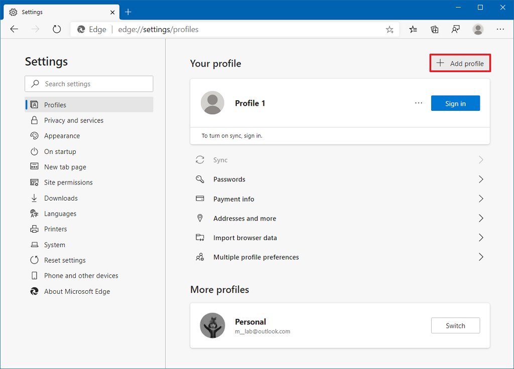 How To Create Multiple Profiles On Microsoft Edge - Pureinfotech