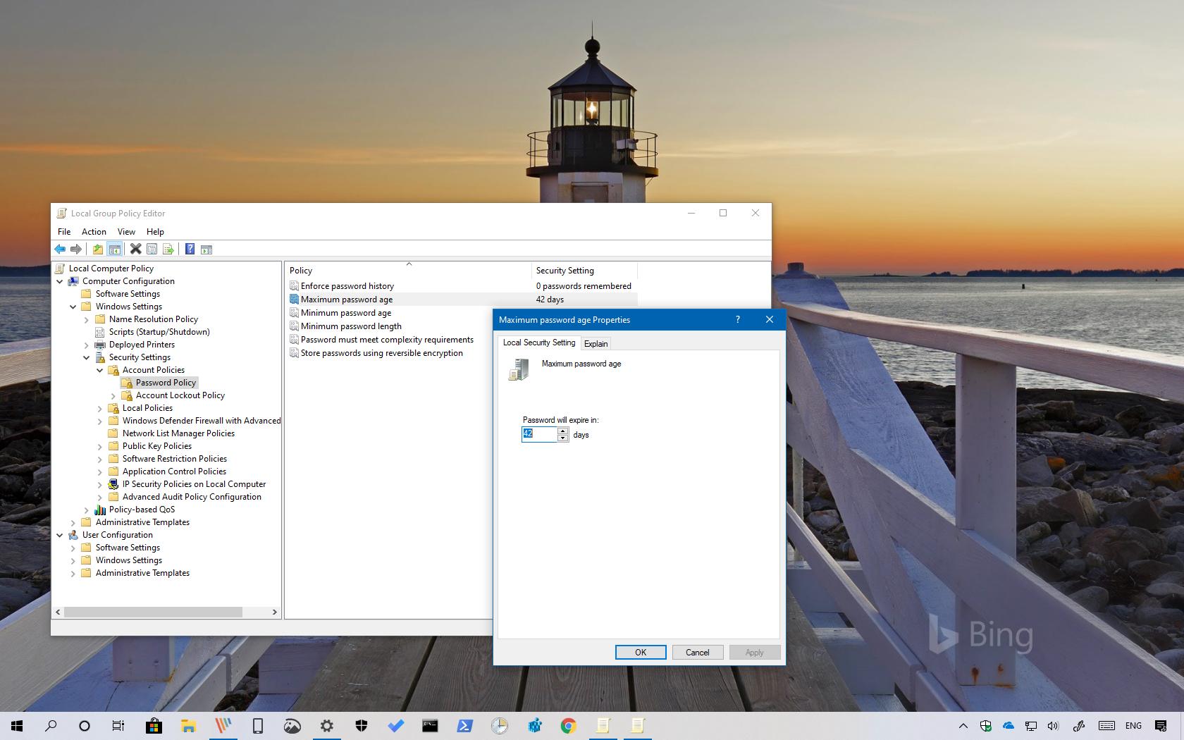 password expiration policy windows 10