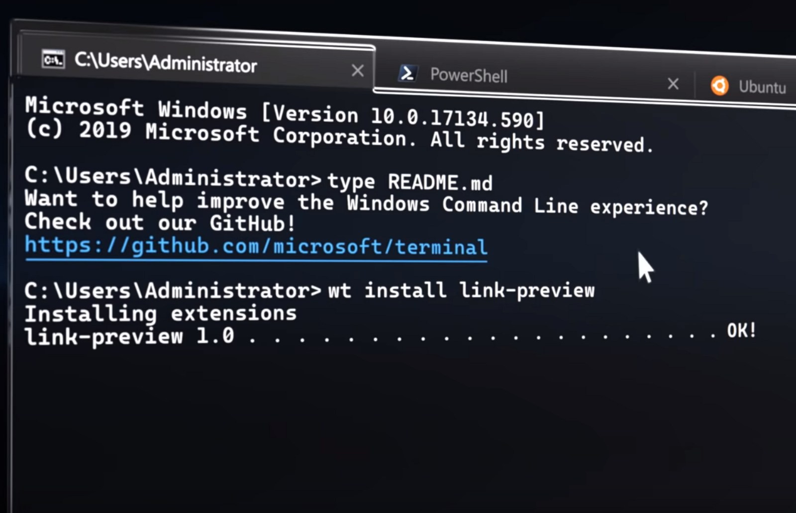 new windows terminal commands