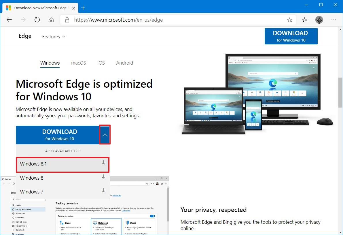 how to download microsoft edge for windows vista