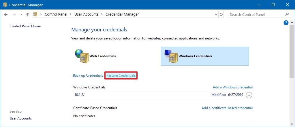 How To Use Credential Manager On Windows 10 - Pureinfotech