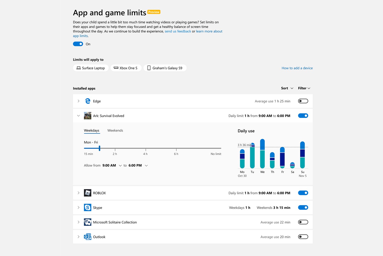 Microsoft Account Now Lets You Set App Usage Limits Across Windows 10 Xbox Android Pureinfotech 8400