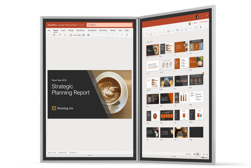 Windows 10X desktop interface (image source Microsoft)