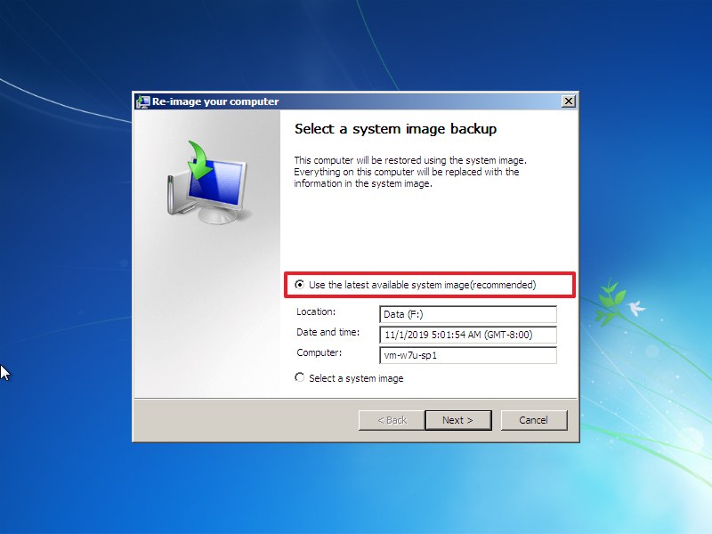 how to restore an image backup on windows 7