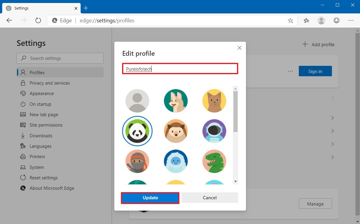 How to change profile name on Microsoft Edge • Pureinfotech