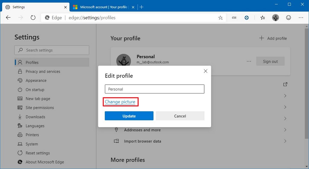 How to change profile picture on Microsoft Edge - Pureinfotech