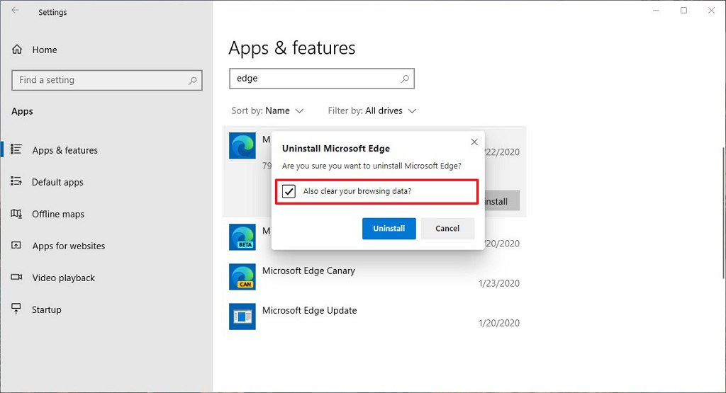 how to uninstall microsoft edge from windows 10