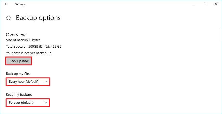 How To Use File History To Backup Files On Windows 10 Pureinfotech How To Use File History To Backup Files On Windows 10 Pureinfotech