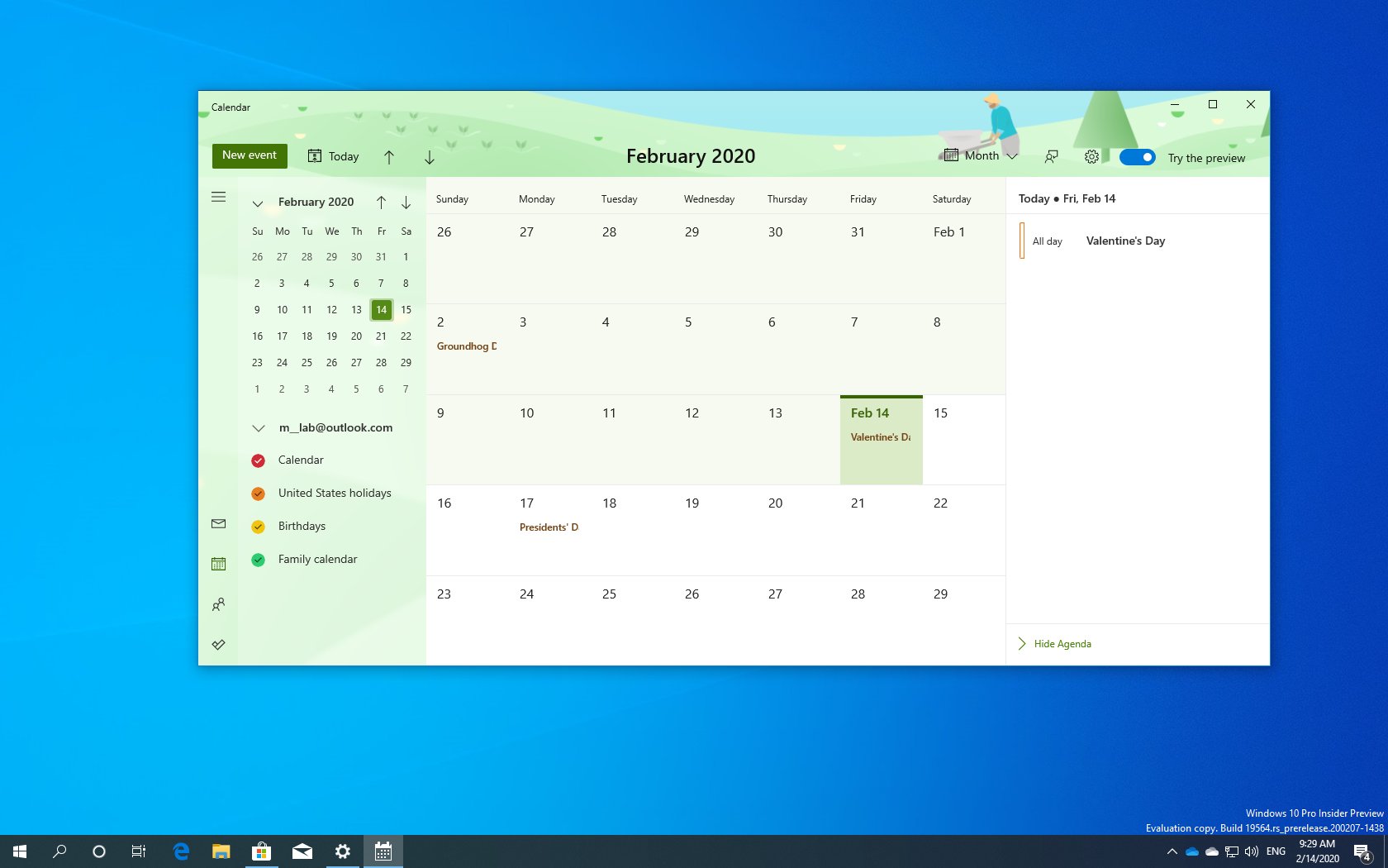 Windows 10 has a new Calendar app with redesigned UI and themes