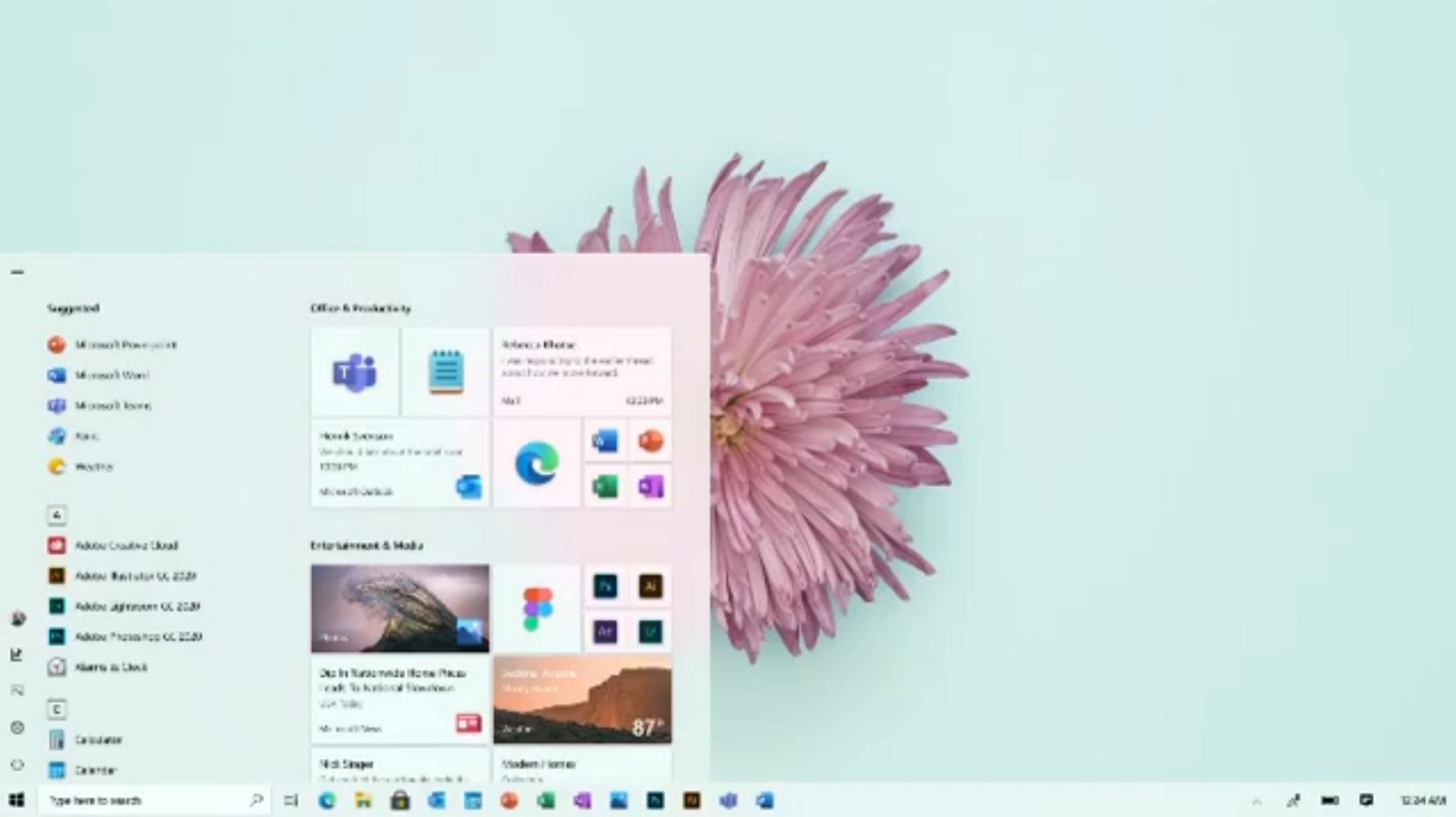 Windows 10 new Start menu with icons (source: Microsoft)