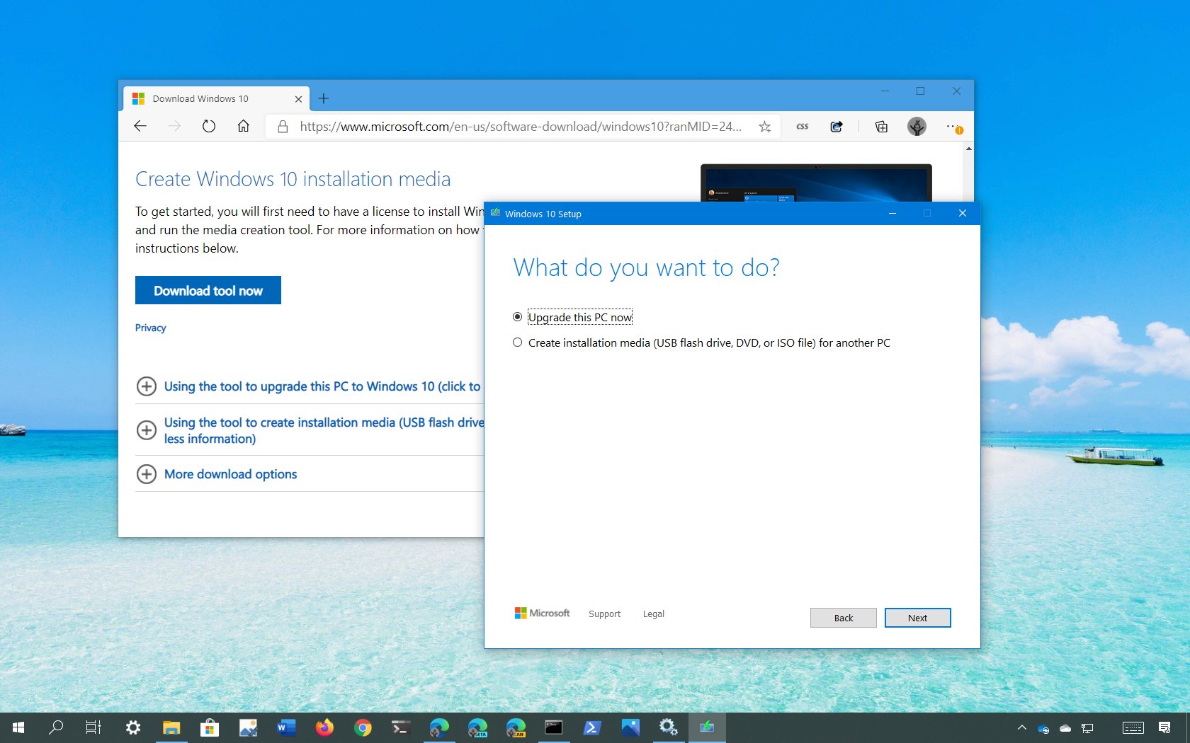 windows 10 media creation tool cannot select pro