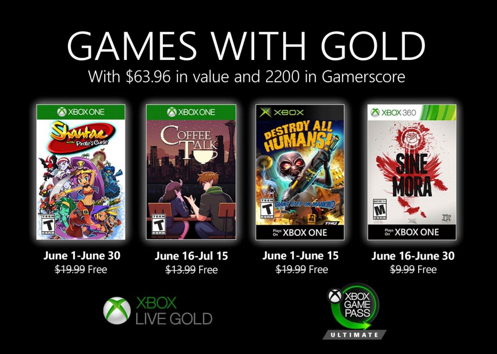 Xbox Games with Gold for June 2020 
