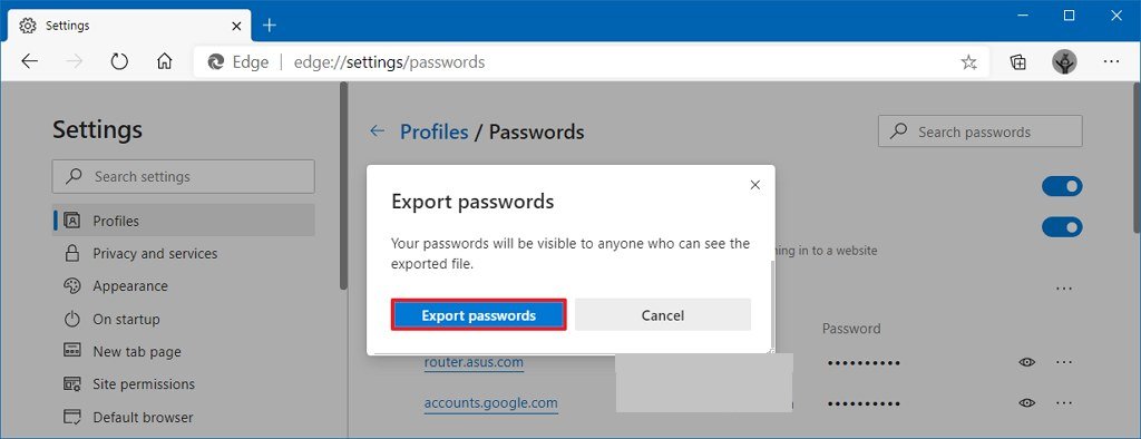 How To Export Saved Passwords On Microsoft Edge - Pureinfotech